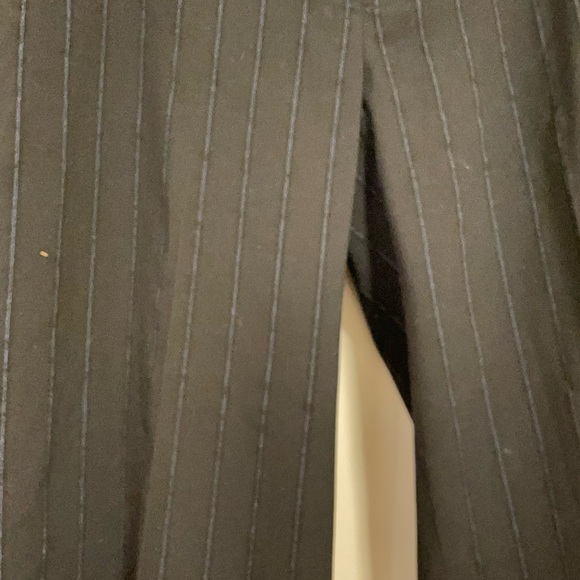 Low rise wide leg pinstripe trousers in blue and black - Picture 4 of 5